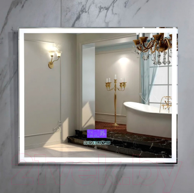 Зеркало Пекам Greta 90x80 / greta-90x80M (с подсветкой, с многофункциональной панелью)