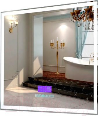 Зеркало Пекам Greta 90x80 / greta-90x80MP (с подсветкой, с многофункциональной панелью, подогрев) - фото