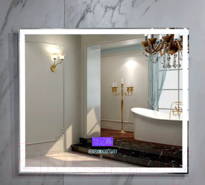 Зеркало Пекам Greta 90x80 / greta-90x80MP (с подсветкой, с многофункциональной панелью, подогрев)