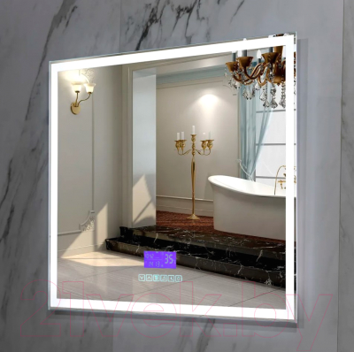 Зеркало Пекам Greta 90x80 / greta-90x80MP (с подсветкой, с многофункциональной панелью, подогрев)