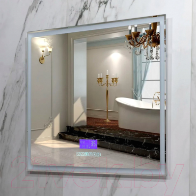 Зеркало Пекам Greta 90x80 / greta-90x80MP (с подсветкой, с многофункциональной панелью, подогрев)