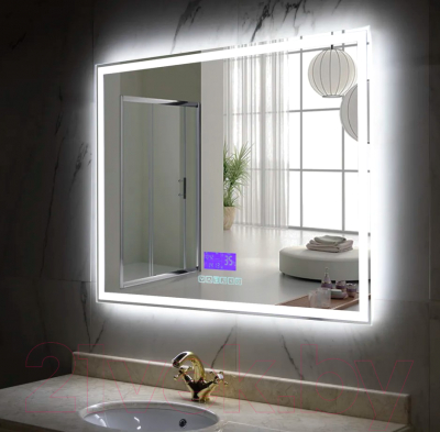 Зеркало Пекам Greta 100x80 / greta-100x80MP (с подсветкой, с многофункциональной панелью, подогрев)