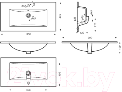 Умывальник Sanita Quadro 90 QDR90SLWB01