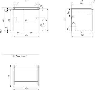 Тумба под умывальник Cersanit Colour 50 / 64257