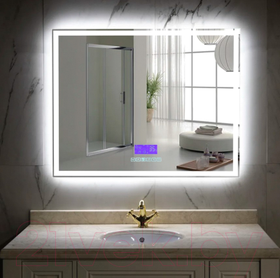 Зеркало Пекам Greta 120x80 / greta-120x80MP (с подсветкой, с многофункциональной панелью, подогревом)