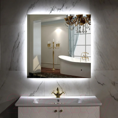 Зеркало Пекам Greta Fly 80x80 / GretaFly-80x80B (с подсветкой и бесконтактным сенсором)