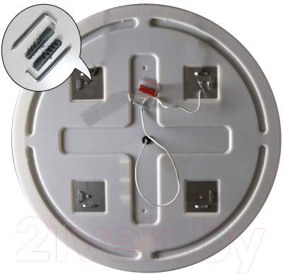 Зеркало Пекам Ring Fly 90x90 / RingFly-90x90spcl (с подсветкой, с сенсором, подогревом, часами)