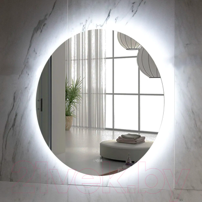 Зеркало Пекам Ring Fly 90x90 / RingFly-90x90spcl (с подсветкой, с сенсором, подогревом, часами)