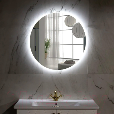 Зеркало Пекам Ring Fly 90x90 / RingFly-90x90spcl (с подсветкой, с сенсором, подогревом, часами)