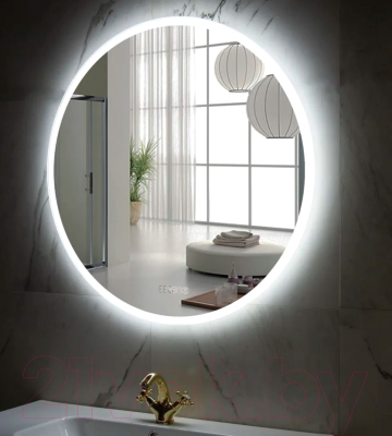 Зеркало Пекам Ring 90x90 / Ring-90x90spcl (с подсветкой, с сенсором, подогревом, часами)