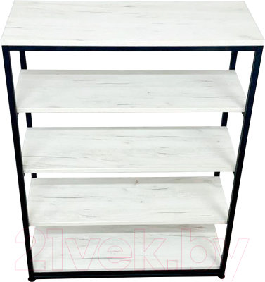 Стеллаж Millwood Лофт CH-5 90x30x110 (дуб белый Craft/металл черный)