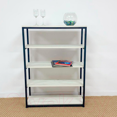 Стеллаж Millwood Лофт CH-5 90x30x110 (дуб белый Craft/металл черный)