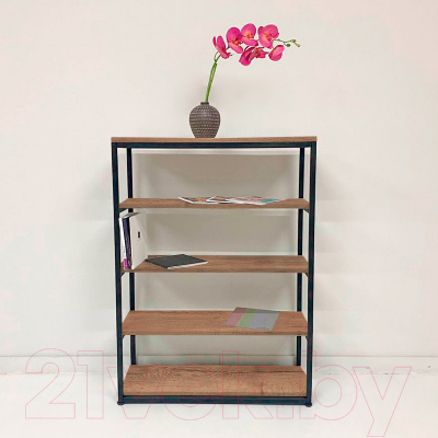 Стеллаж Millwood Лофт CH-5 90x30x110 (дуб табачный Craft/металл черный)