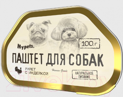 Влажный корм для собак Mypets Паштет из индейки / 40333