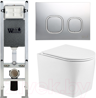 Унитаз подвесной с инсталляцией WeltWasser Amberg 350 ST + Nesenbach 004 GL-WT + Amberg RD-MT CR - фото