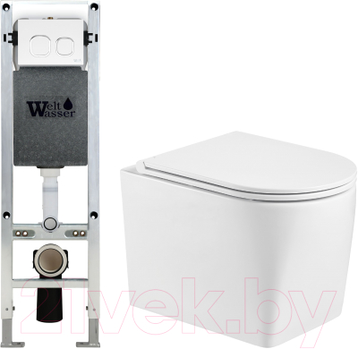 Унитаз подвесной с инсталляцией WeltWasser Amberg 350 ST + Nesenbach 004 GL-WT + Amberg RD-WT - фото