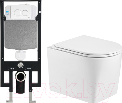 Унитаз подвесной с инсталляцией WeltWasser Amberg 497 + Nesenbach 004 GL-WT + Amberg RD-WT - фото