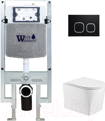 Унитаз подвесной с инсталляцией WeltWasser Amberg 497 ST + Nesenbach 004 GL-WT + Amberg RD-BL - фото