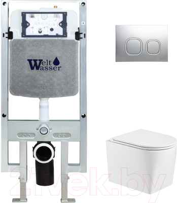 Унитаз подвесной с инсталляцией WeltWasser Amberg 497 ST + Nesenbach 004 GL-WT + Amberg RD-MT CR - фото