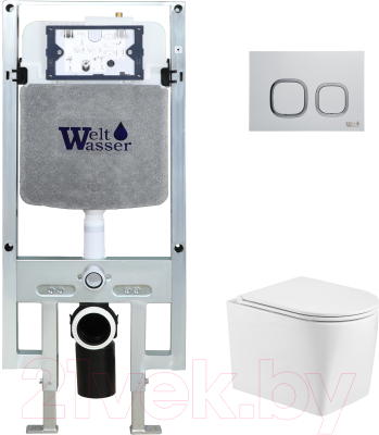 Унитаз подвесной с инсталляцией WeltWasser Amberg 497 ST + Nesenbach 004 GL-WT + Amberg RD-WT - фото