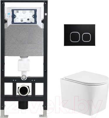 Унитаз подвесной с инсталляцией WeltWasser Amberg 506 + Nesenbach 004 GL-WT + Amberg RD-BL - фото