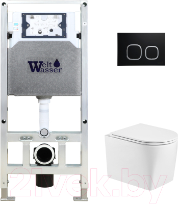 Унитаз подвесной с инсталляцией WeltWasser Amberg 506 ST + Nesenbach 004 GL-WT + Amberg RD-BL - фото