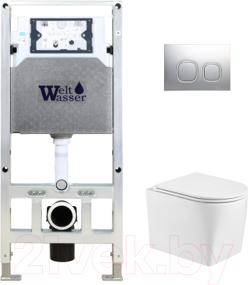 Унитаз подвесной с инсталляцией WeltWasser Amberg 506 ST + Nesenbach 004 GL-WT + Amberg RD-MT CR - фото