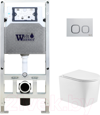 Унитаз подвесной с инсталляцией WeltWasser Amberg 506 ST + Nesenbach 004 GL-WT + Amberg RD-WT - фото