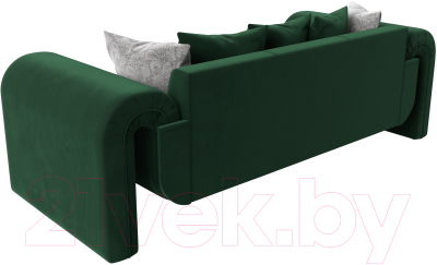 Диван Лига Диванов Волна (велюр зеленый/подушки 3 велюр зеленый/2 велюр серый с узором)