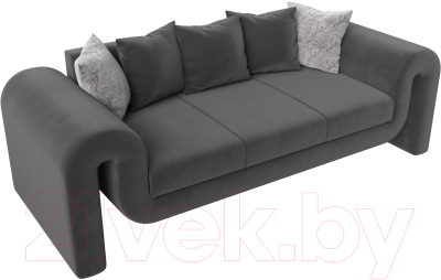 Диван Лига Диванов Волна (велюр серый/подушки 3 велюр серый/2 велюр серый с узором)