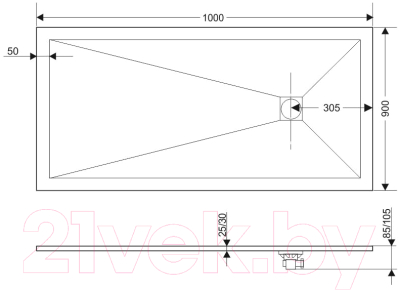 Душевой поддон Grossman Strong GR-S290100Q