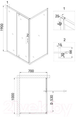 Душевой уголок Niagara 100x70 NG-83-10AB-A70B