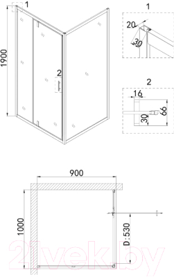 Душевой уголок Niagara 100x90 NG-83-10AB-A90B