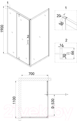 Душевой уголок Niagara 110x70 NG-83-11AB-A70B