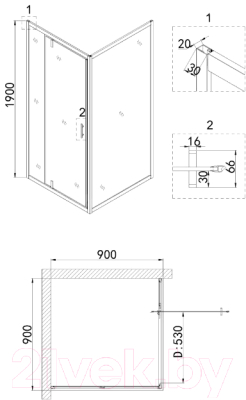 Душевой уголок Niagara 90x90 NG-83-9AB-A90B
