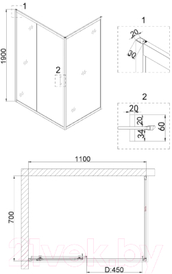 Душевой уголок Niagara 110x70 NG-82-11AB-A70B
