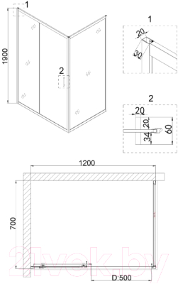 Душевой уголок Niagara 120x70 NG-82-12AB-A70B