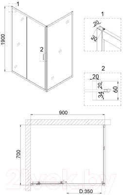 Душевой уголок Niagara 90x70 NG-82-9AB-A70B