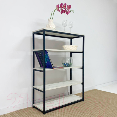 Стеллаж Millwood Лофт CH-5 110x30x110 (дуб белый Craft/металл черный)