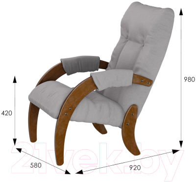 Кресло мягкое Мебелик Модель 61 (ультра смок/орех антик)