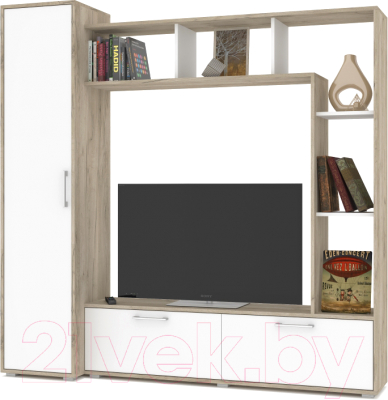 Стенка Modern Прага (серый дуб/белый) - фото