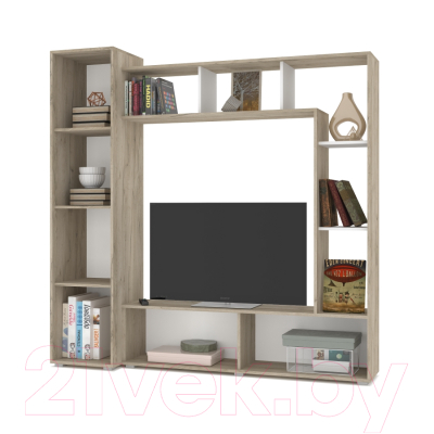 Стенка Modern Прага (серый дуб/белый)