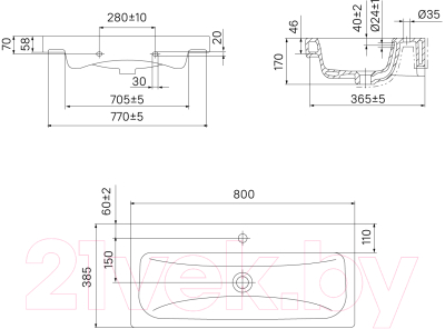 Умывальник IDDIS Optima Home 3508000i28