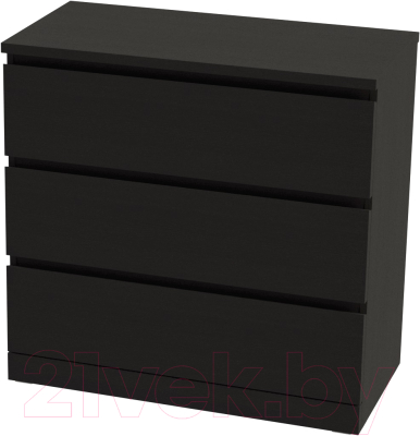 Комод Mio Tesoro Варма 3 (шпон ясень, черный) - фото