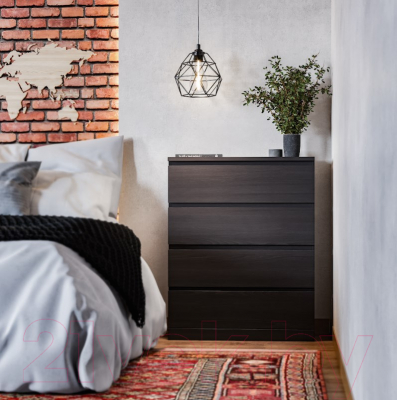Комод Mio Tesoro Варма 4 (шпон ясень, черный)