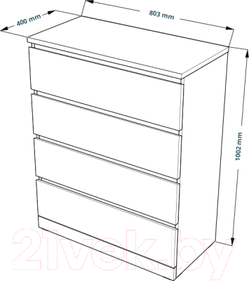 Комод Mio Tesoro Варма 4 (шпон ясень, черный)