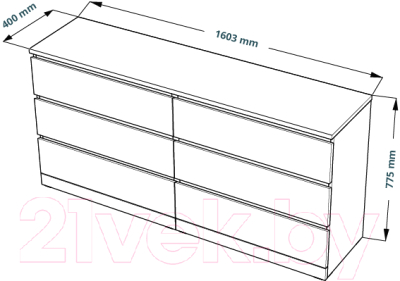 Комод Mio Tesoro Варма 6Д (пигмент, белый)