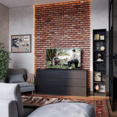 Стеллаж Mio Tesoro Варма 40 (шпон ясень, черный)