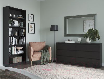 Стеллаж Mio Tesoro Варма 80 (шпон ясень, черный)