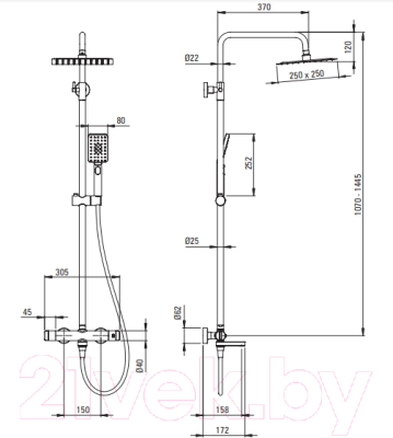 Душевая система со смесителем Deante NAC 01HT